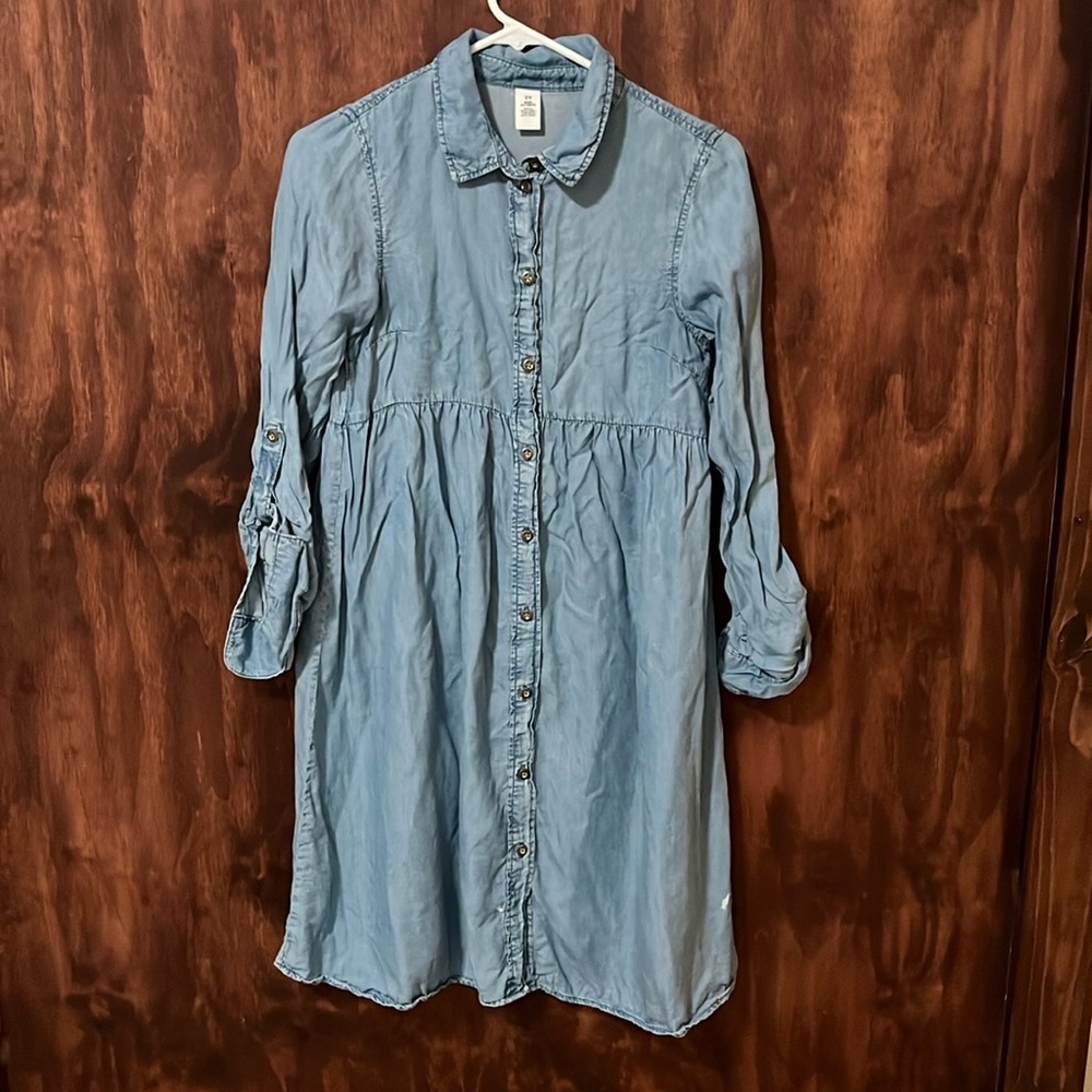 Mama Maternity light denim dress XS long sleeve